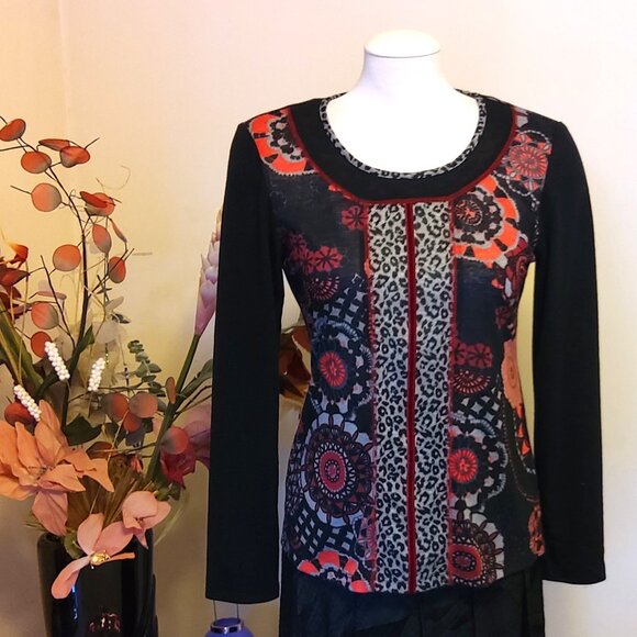 NWOT Zoe Women’s Multi Color Print Lightweight Long Sleeve Knit Cardigan Sweater - Picture 3 of 7